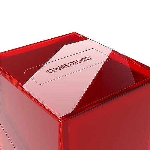 Gamegenic Bastion 100+ XL Deck Box - Compact Secure and Perfectly Organized for Your Trading Cards! Safely Protects 100+ Double-Sleeved Cards Red C