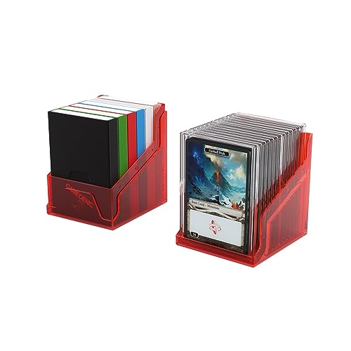 Gamegenic Bastion 100+ XL Deck Box - Compact Secure and Perfectly Organized for Your Trading Cards! Safely Protects 100+ Double-Sleeved Cards Red C