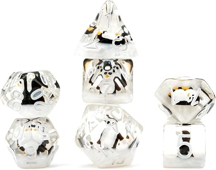 Resin Poly Dice Set: Penguin Dice