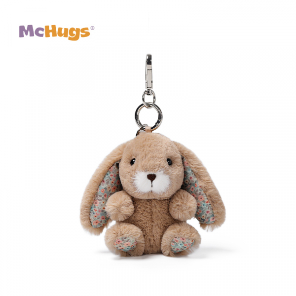 [MC600326] Floral Brown Lop Rabbit Bag Charm