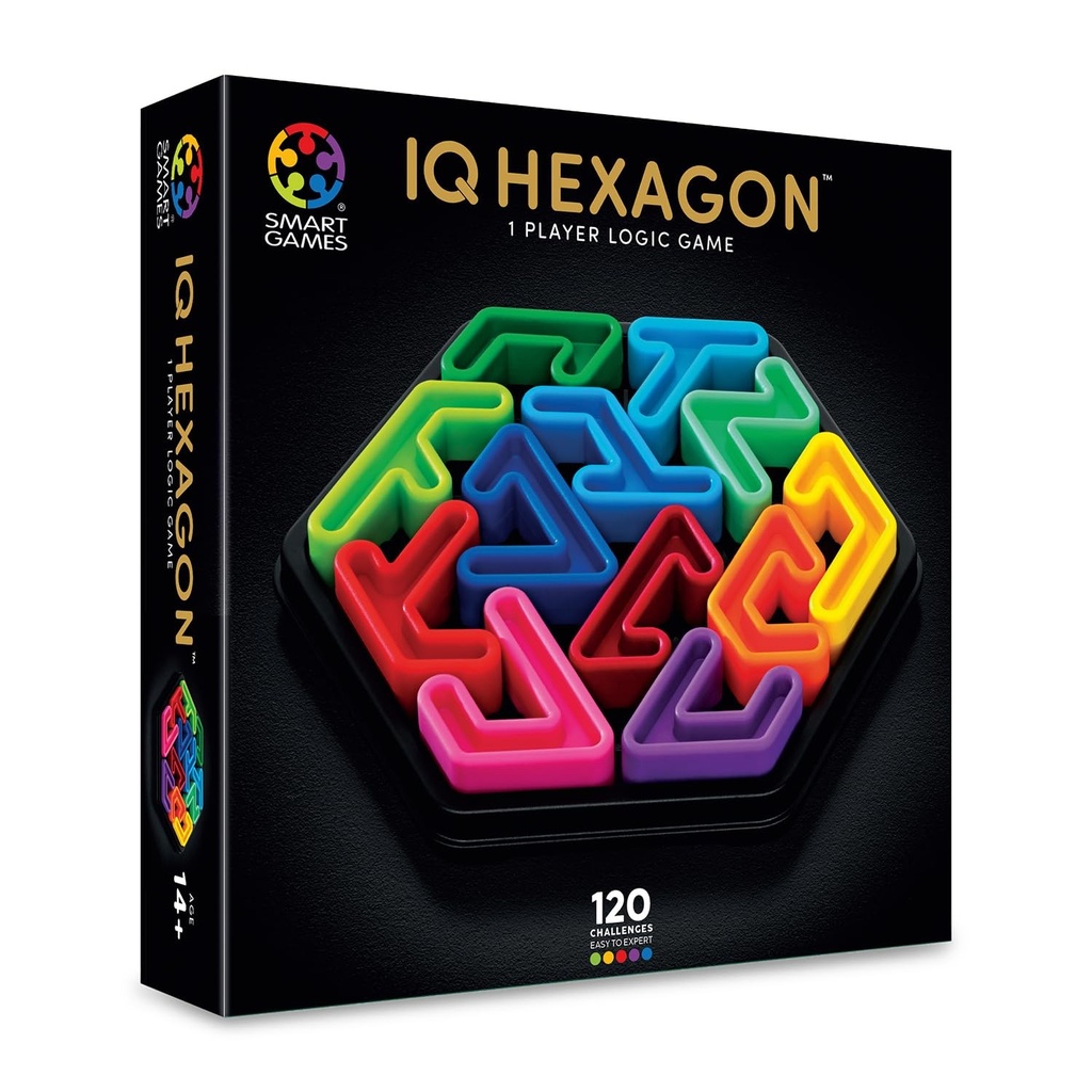 SmartGames - IQ Deluxe Hexagon Puzzle Game with 120 Challenges Ages 14+